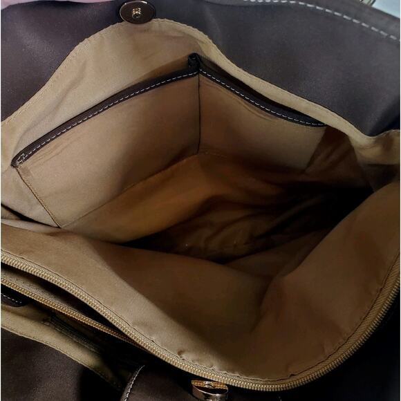 The SAK Beige Brown Stripe Crochet Shoulder Bag Purse Double Handle Satchel - Picture 14 of 16